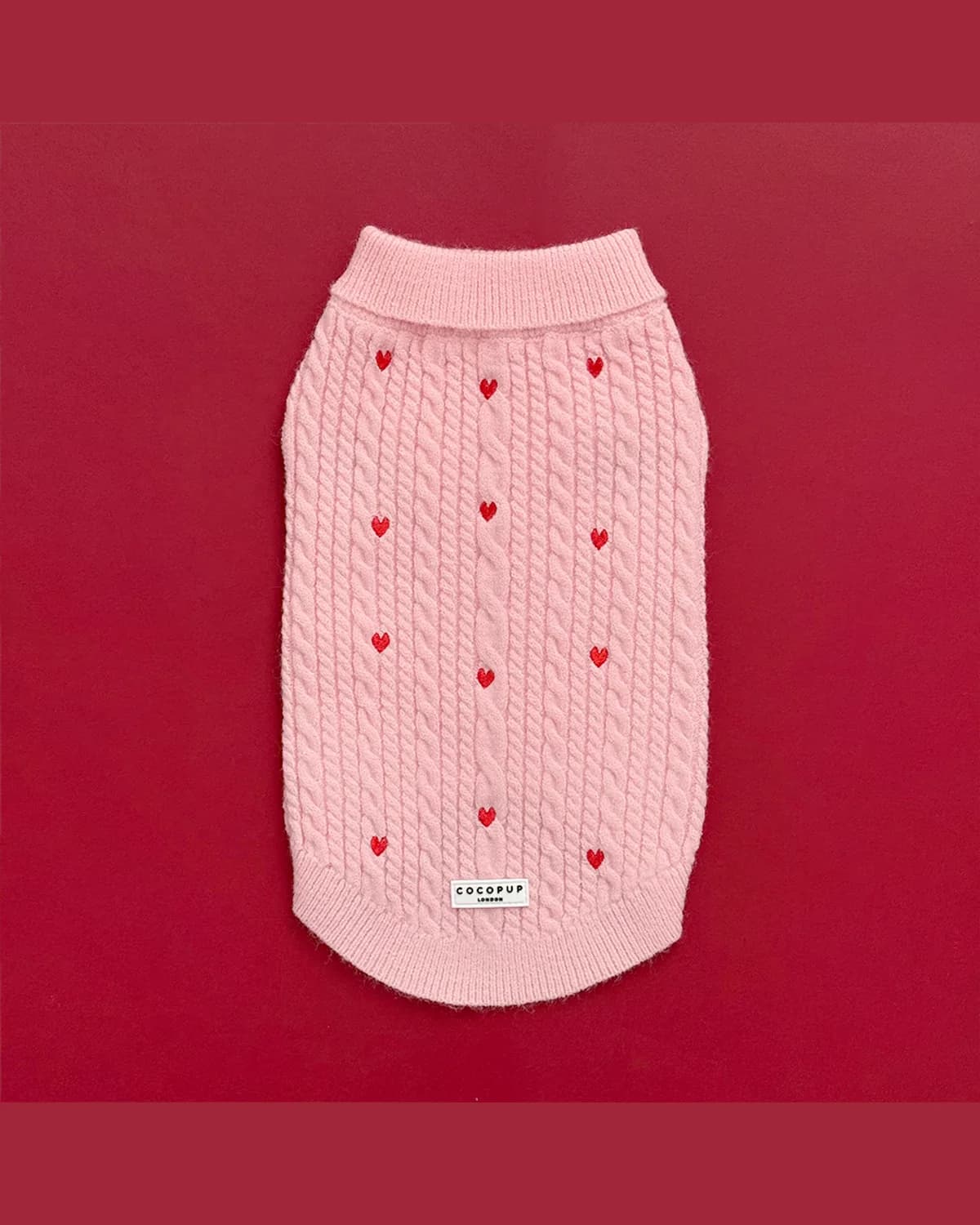 COCOPUP Jumper - Cable Knit Pink Heartstrings